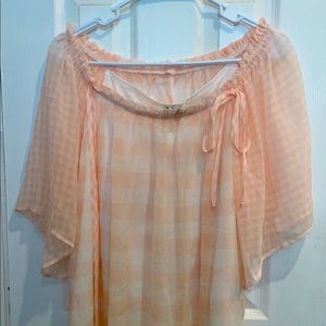 NWOT Chenault pink checkered blouse size Large